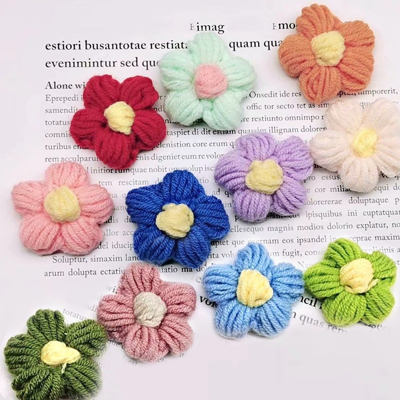 10Pcs Colorful Cotton Fluff Flowers Women DIY Handmade Woolen Flower Bags Clothing Material Ornaments Jewelry Accessories