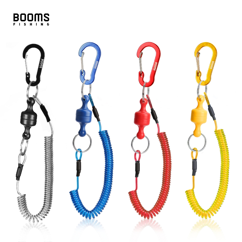 Booms Fishing MRC Magnetic Release Clip Solid With Coiled Lanyard Portable Outdoor Carabiner Key