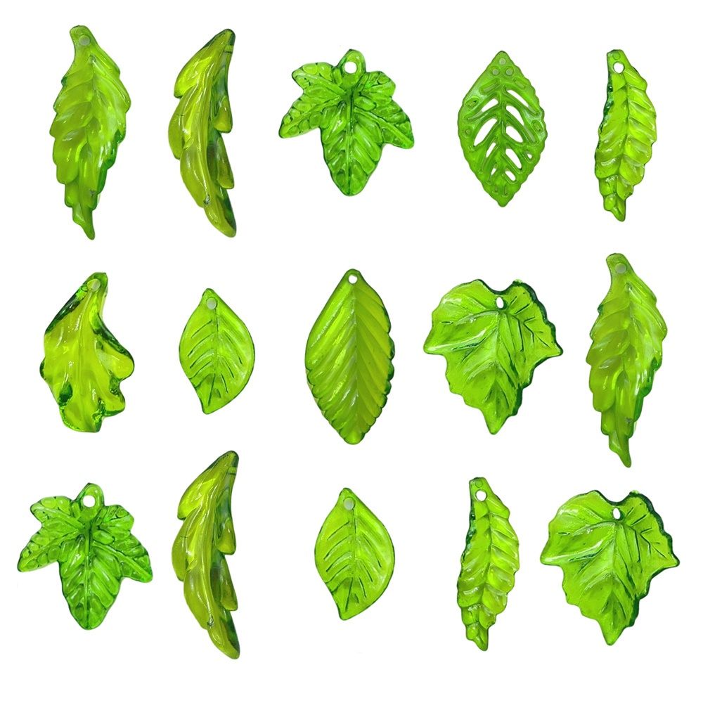 20pcs Charming Versatile Green Transparent Small Leaf Pendant DIY Handmade Earrings Bracelet Accessories