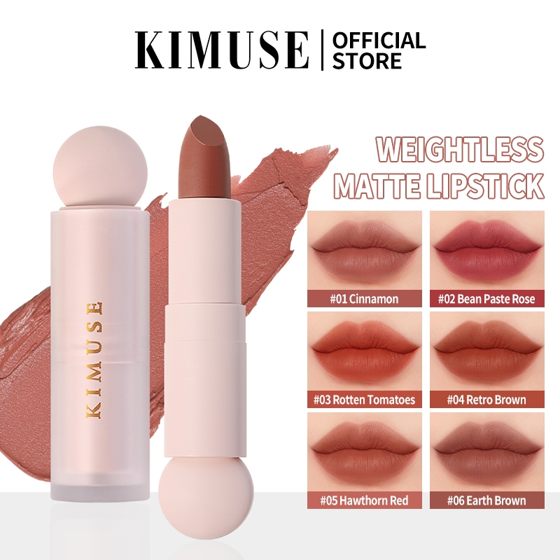 KIMUSE Weightless Matte Lipstick 6 Colors Long Lasting Smudge-proof