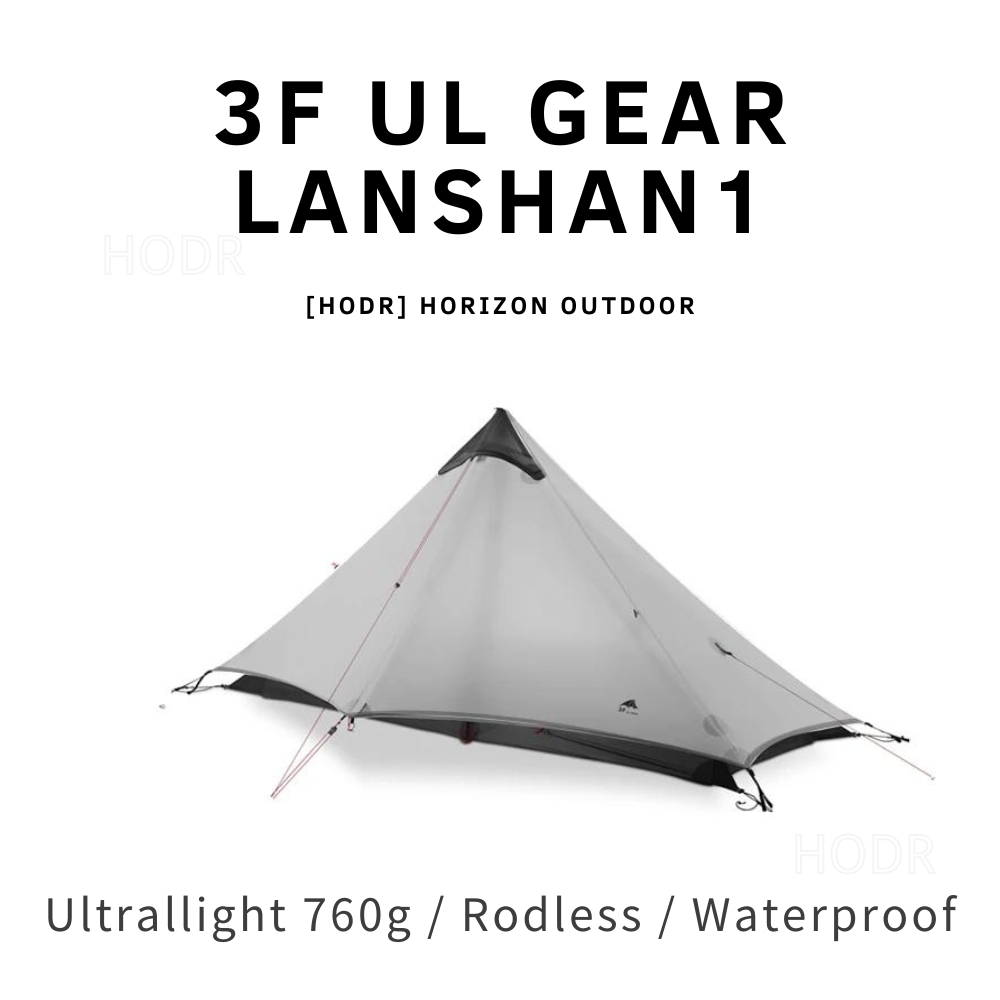 [HODR] 3F UL GEAR Lanshan 1 Khemah Satu Orang Berat Ringan Ultra-Light Single Tent Solo Khemah Perkhemahan Camping 1 Person 15D Coated Silicon Rodless Tent Pyramid Tent Poleless Frameless Tiada Rangka Tiang Berat Kemasan Kecil Kanopi Kalis Air Lanshan1