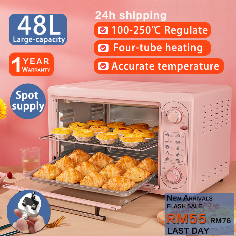 48L Electric Oven Convection Hot Air Fryer Toaster Timer Oil Free Roaster Breakfast Machine Ketuhar 小霸王电烤箱 （ Ketuhar Elektrik Murah / 电烤箱 )