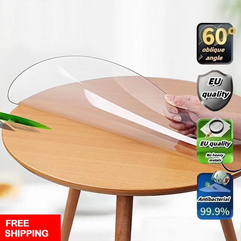 transparent round table cover alas meja bulat plastik pvc table mat round