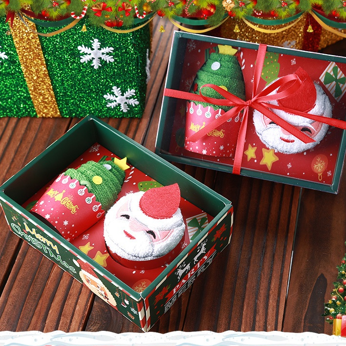 Christmas Creative Gift Towel Santa Box Cake Holiday Event Return