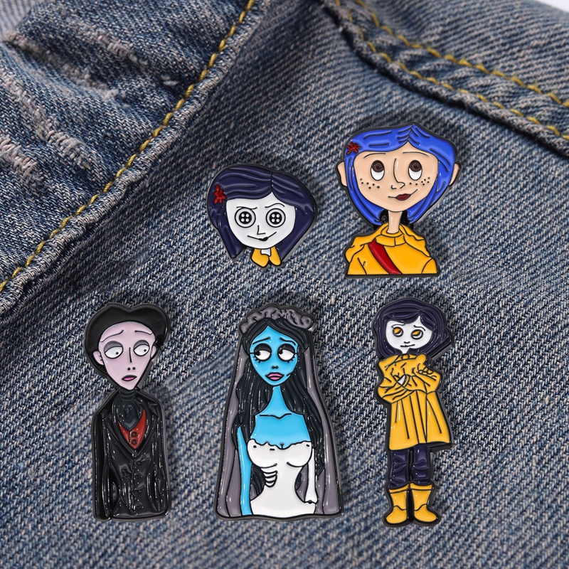 "Coraline & The Secret Door" Thriller Fantasy Animation Enamel Brooch Ghost Bride Backpack Badge Clothing Accessories Gift Jewelry for Friends