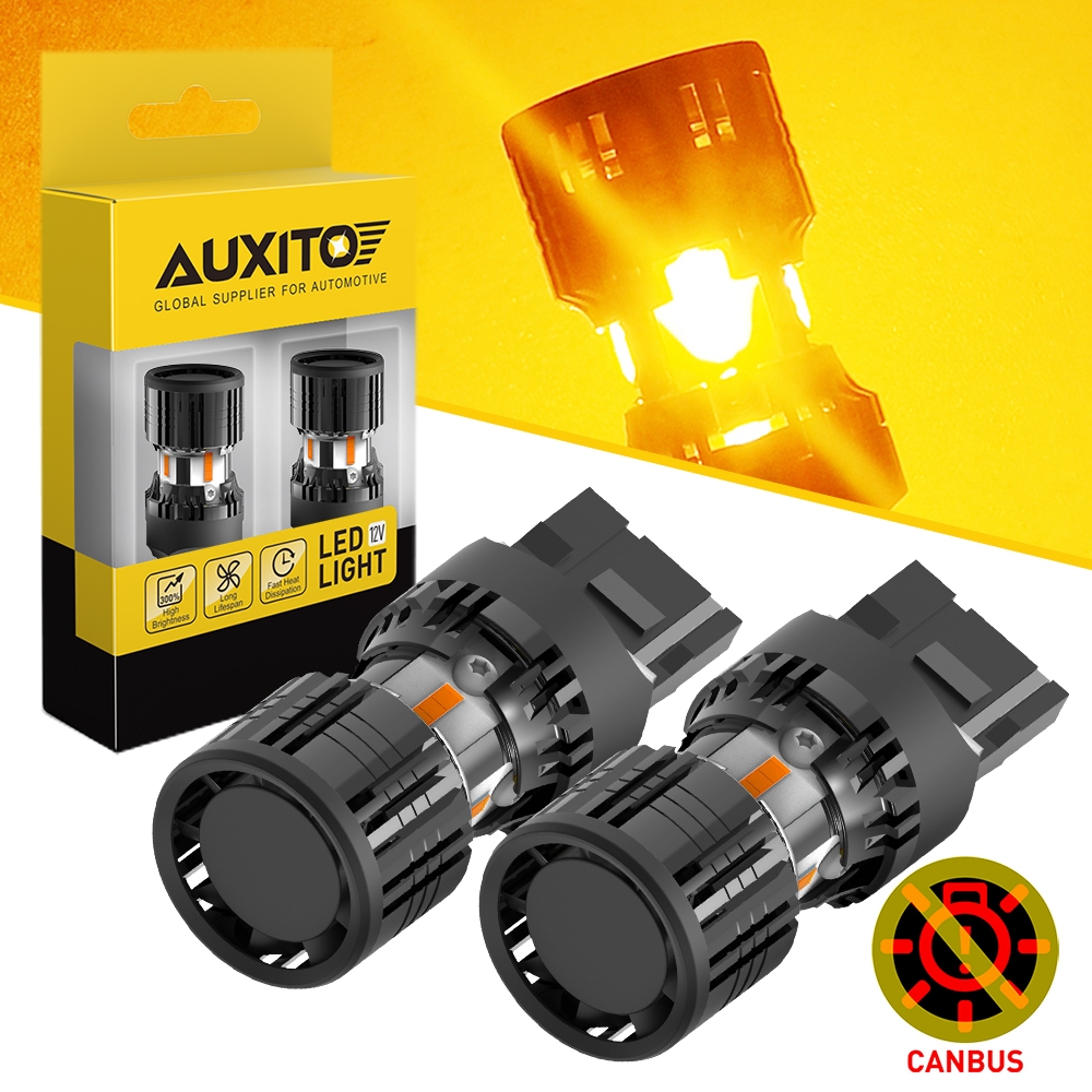 AUXITO 2Pcs No Hyper Flash Upgraded T20 7440 WY21W 1156 P21W Ba15S Led Turn Signal Lights No Error 1800Lm Amber Yellow 12V