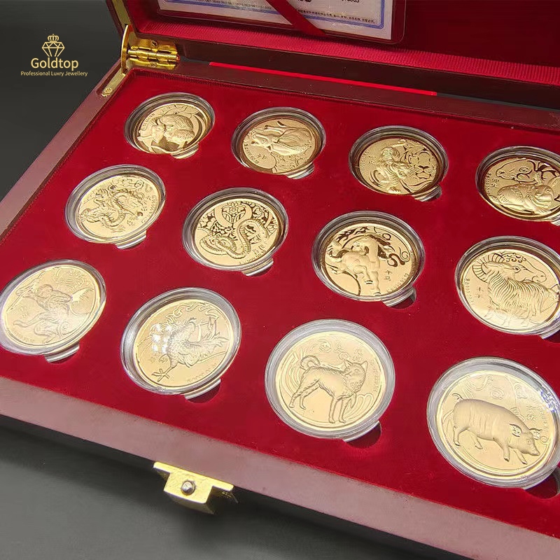 【Goldtop】12 pieces Zodiac signs set of (1.2g) 999/24K pure gold coins-bars-medals-promoted price&hellip;