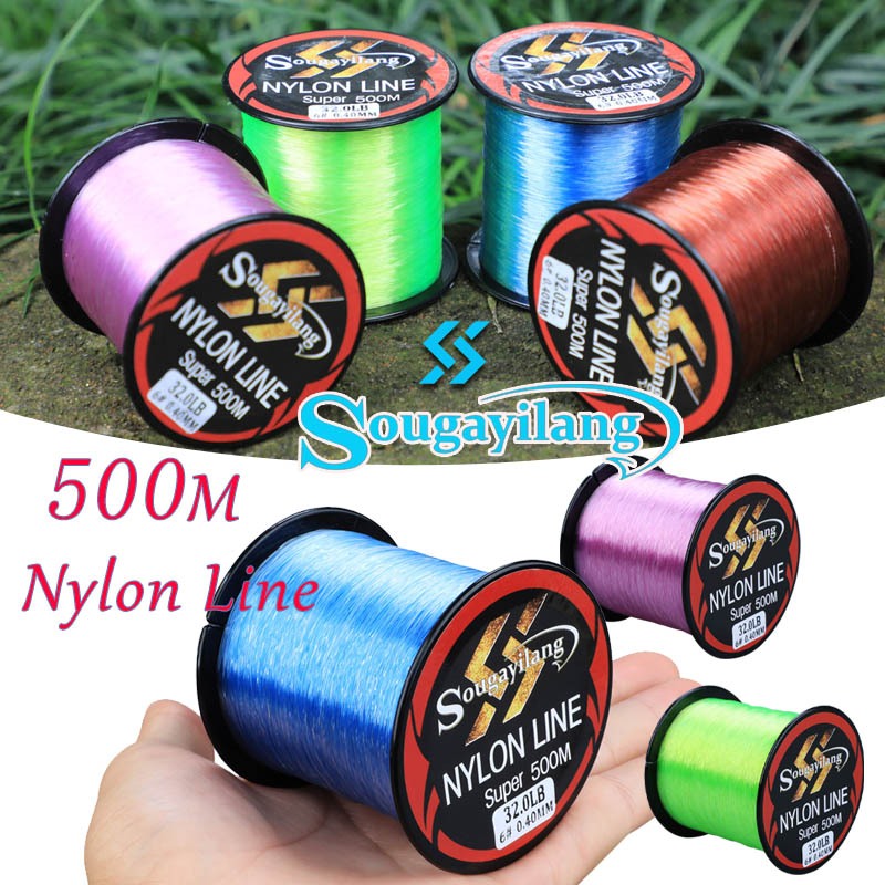 Sougayilang 500M Nylon Fishing Line 11-36LB Fishing Line Strong Fluorocarbon Nylon Fishing Lines for Outdoor Fishing