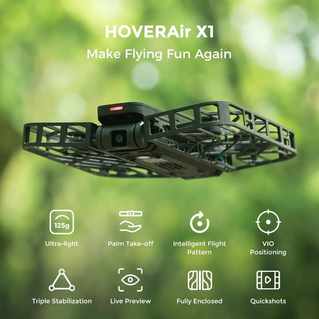 Hover Camera X1 Revolutionary Flying Camera 125g Ultra-Light Foldable Portable Unlock Advanced Shots Dronie View Mini Drone