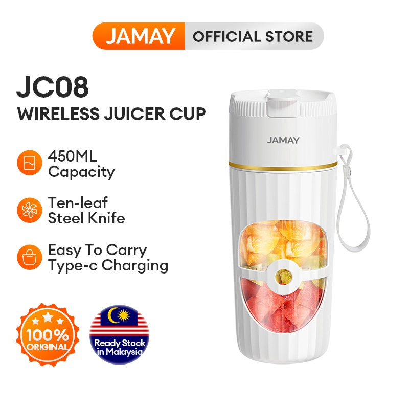 JAMAY JC08 Portable Wireless Electric  Juicer Blender Ice (450ml) Home USB Charging 10 Blades 无线水果榨汁机