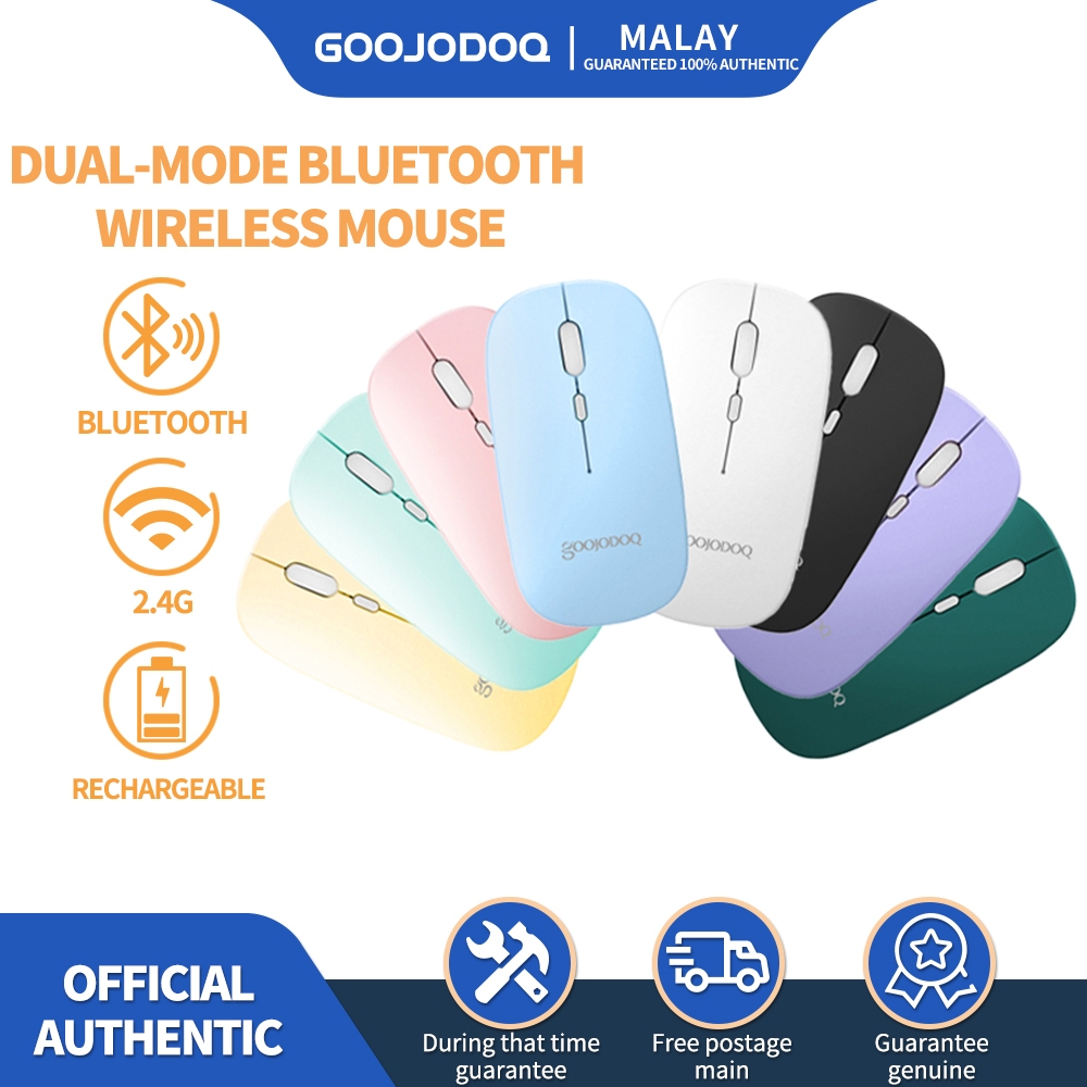 GOOJODOQ 2 Dalam 1 Tetikus Bluetooth 2.4Ghz Mod Dwi Ultra Nipis Senyap