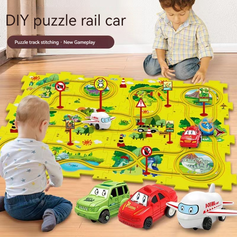 [Ready Stock] rail car puzzle car track Car 益智轨道车 Puzzle rail car 轨道车 car puzzle puzzle racer Children's Educational Track Car diy Assembled Electric Car City Scene Building Puzzle Electric Track Toy Electric diy Puzzle Toy diy Puzzle Track Car