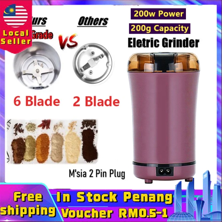 【Malaysia Spot Sale】Mini Electric Blender Mill Grinder Superfine Powder Grinding Machine Coffee Bran Nuts Spices Flour Pengisar Serbuk