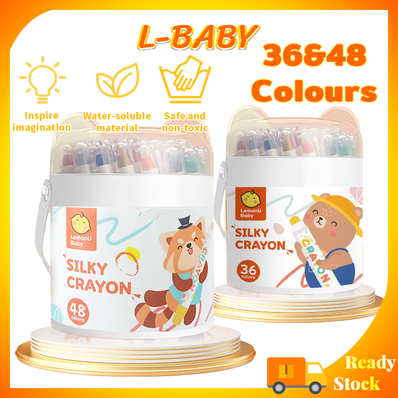 【Ready Stock】48 Colour Silky Crayon For Kids Washable Non Toxic Children's Crayons Oil Pastel Drawing Art Krayon