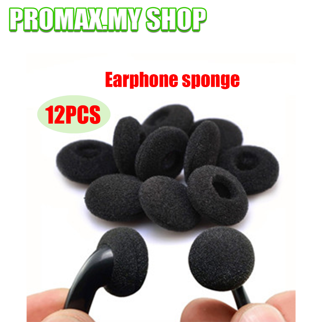 【PROMAX.MY SHOP】12pcs Earphone sponge, Two Way Radio Earpiece earphone cotton, earphone sponge cover, high elastic sponge