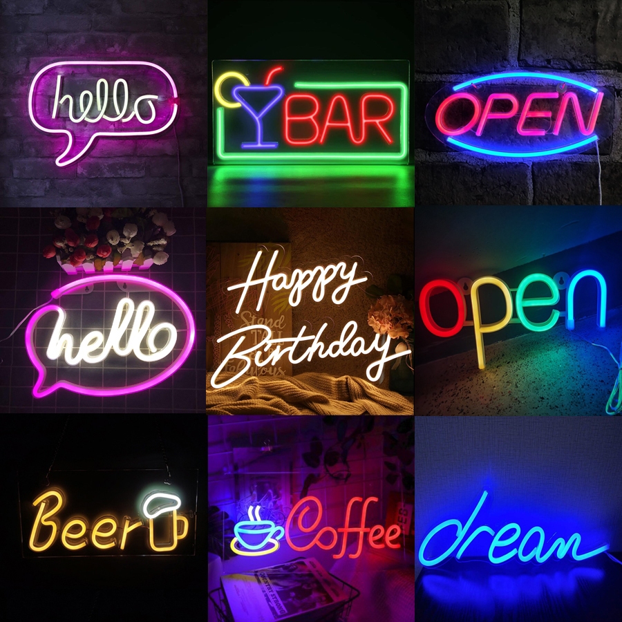 OPEN LED Light Sign LED Coffee Sign BAR Lighting OPEN Neon Signage Wall Hanging LED Billboard Cafe Bar Restaurant Festival Decoration