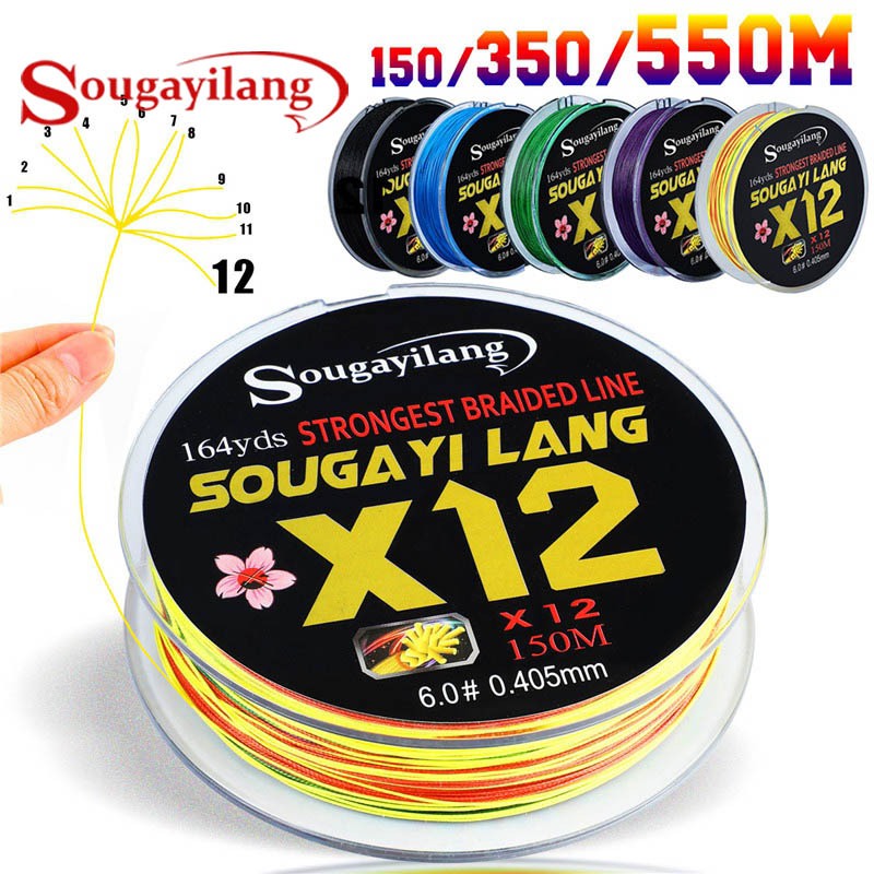 Sougayilang 150/350m 12X Strands Braided Fishing Line PE Line Braided Fishing Line 8.8kg-46.8kg Super Fishing Line