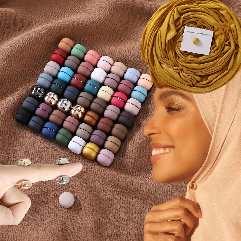 Matte Metal Pin Magnet Non-slip Muslim Women Magnetic Hijab Scarf Pins Raya Islamic Pinless Safety Headscarf Brooches Accessories