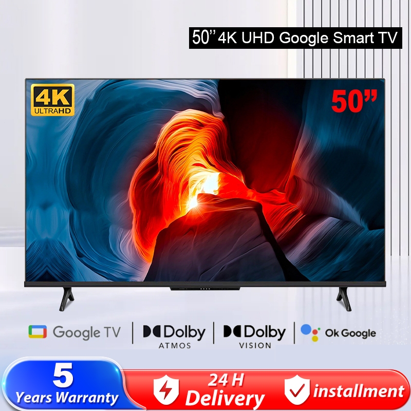 Smart TV  50 Inch Android TV 4K UHD Slim Flat Screen HDR EXPOSE Television LED TV Dolby Sound Blue Light Wifi With Netflix/Youtube/HDMI