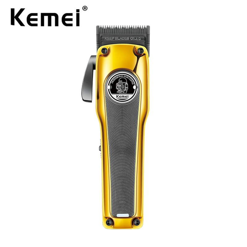 Kemei Barber Hair Clipper Brushless Motor DLC Fade Blade Trimmer Rechargeable Cordless Electric Taper Cutting Machine