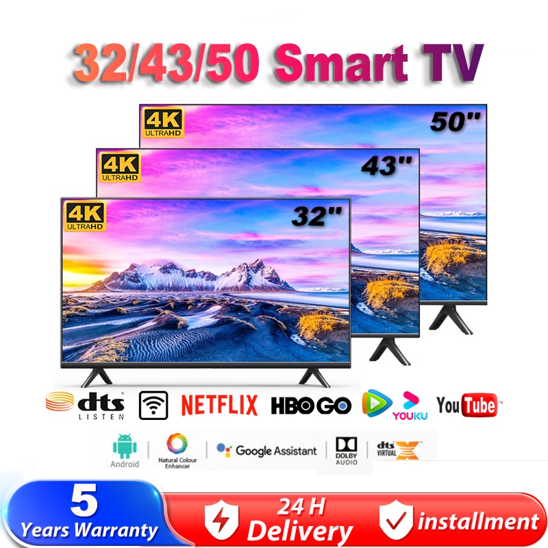 Smart TV 43 Inch 4K Android TV 32 Inch Television LED TV 1080P Full Screen Blue Light With USB/HDMI/YOUTUBE/Netflix/Antenna