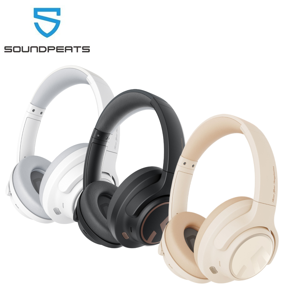 SoundPEATS Space Bluetooth 5.3 Headphones Hybrid Active Noise Cancelling Wireless Over-Ear Headphone Foldable Lightweight On-Ear Multipoint Connection with Microphone ANC