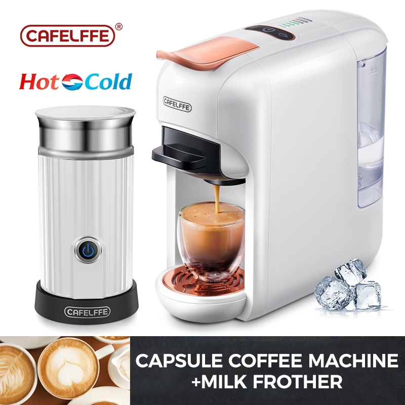 Cafelffe Capsule Coffee Machine With Milk Frother Bundle