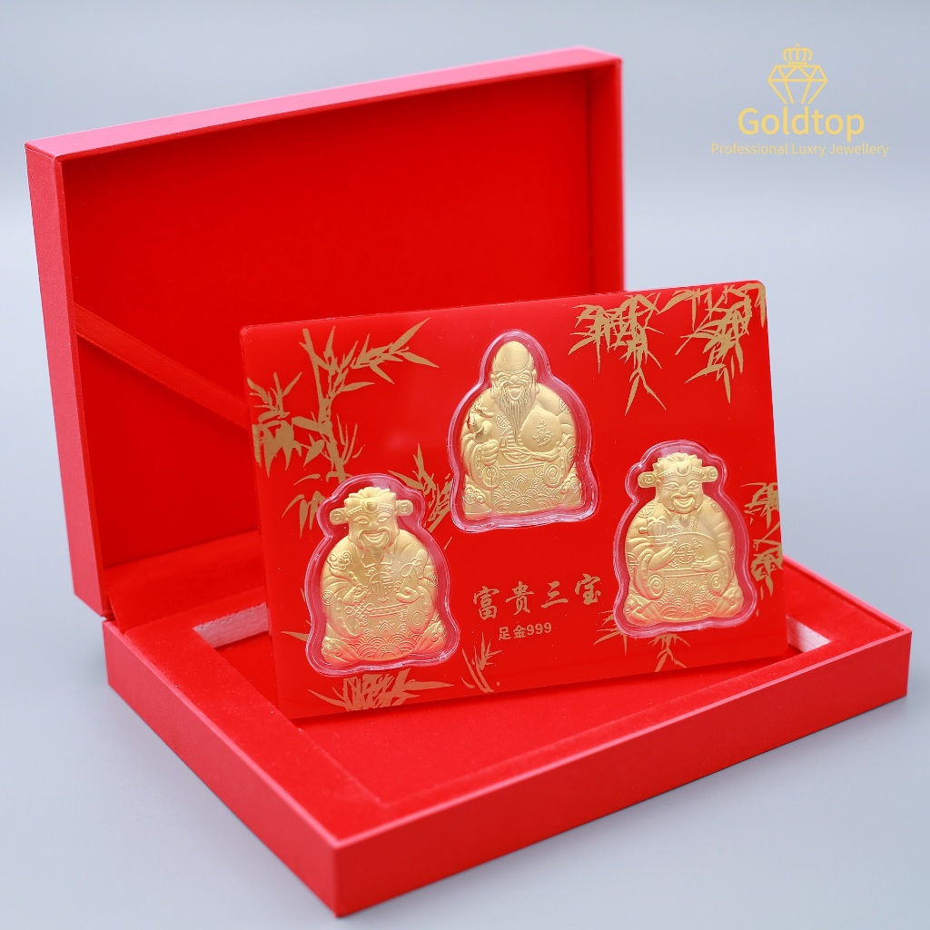 【Goldtop】3 pieces set of 999 pure gold(2 grams) fortune men gold bar-Promoted&hellip;