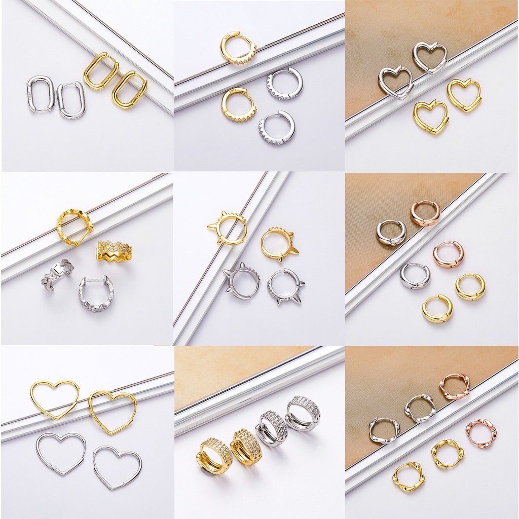 Dainty 925 Sterling Silver French Punk Hip-Hop Geometric Small Hoop Earrings for Women Gold Silver Drop Dangle Earring Party Jewelry Accessories