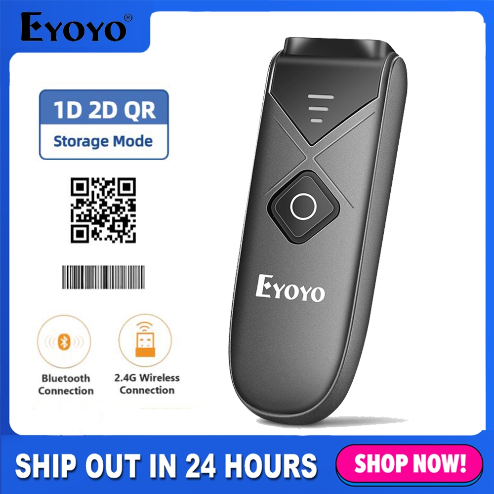 [Super cost-effective]Eyoyo 1D QR 2D Bluetooth Barcode Scanner, Mini Portable 2D Barcode Reader Wireless1D PDF417 Data Matrix Image Scanner