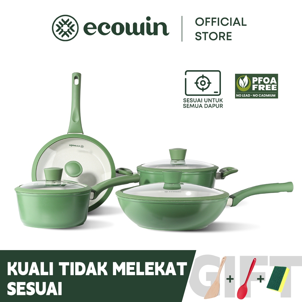 Ecowin cookware Ceramic kuali non stick pan set wok milk pan frying pan soup pot PFOA & PTFE Free