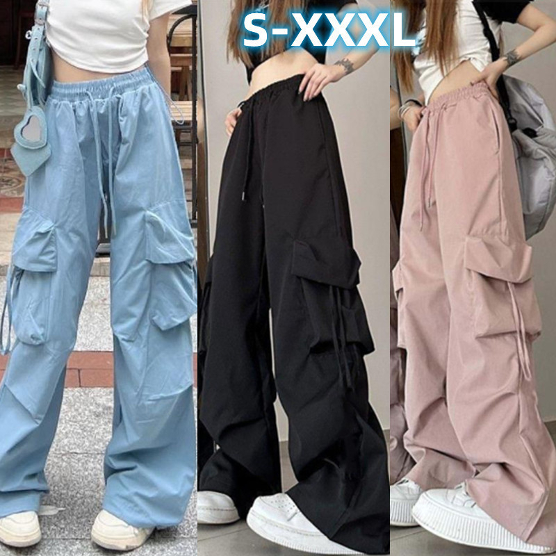 Y2K Wide Leg Cargo Pants Women Fashion Cargo Pants Loose Hip-Hop Wide Leg Pants Slim Long Pants