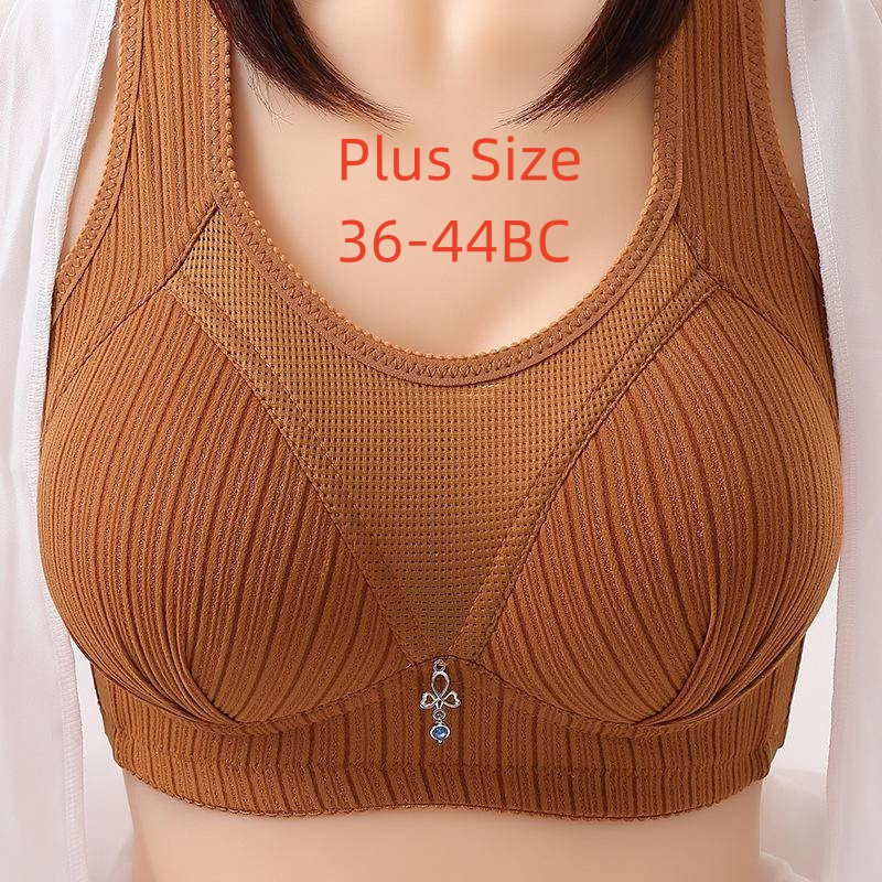 Wireless Pure Cotton Bra Large Cup Bra Push-up Bra Full Cup Thickened Bra Lace Bra Small Breasts Big Bra bra plus size baju dalam wanita bra seamless bra plus size bra bra murah sexy bra