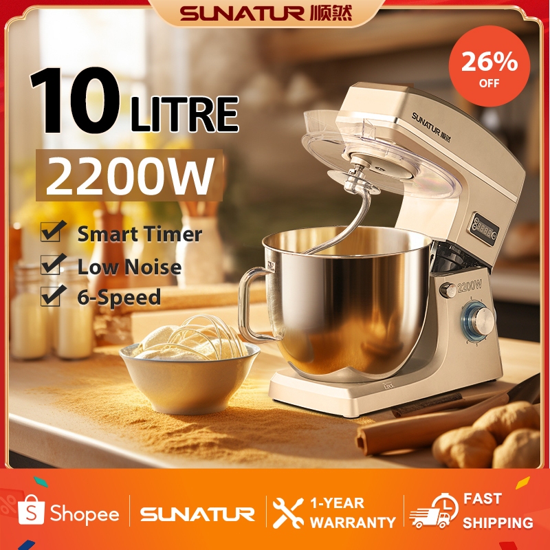 SUNATUR Stand Mixer Heavy Duty Kitchen Electric Blender with Stainless Steel Bowl 2200W/10L (SM-15110N/SM15110NL)