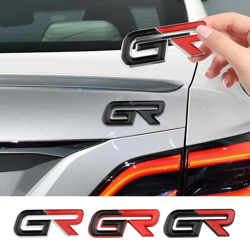 3D Metal GR Logo Car Sticker Labeling Emblem Badge Decals For Toyota GR Sport Gazoo Racing C-HR RAV4 Mirai Avensis Prado Prius Auto Accessories