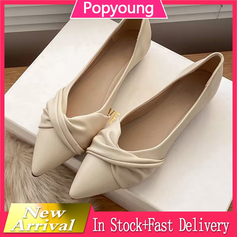 Popyoung 2025 Raya Local Ready Stock Size 35-43 Simple Flat Single Shoes Women Casual Boat Shoes