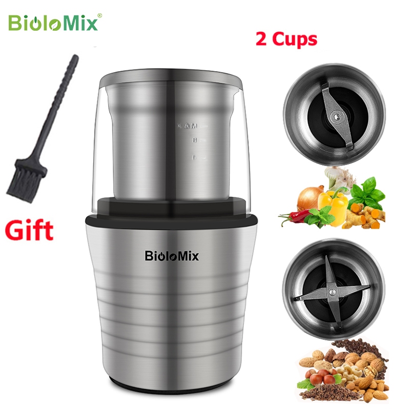 BioloMix 2-In-1 Wet and Dry Food Double Cups Electric Coffee Bean Grinder (300W) 磨咖啡豆 研磨機 磨粉機