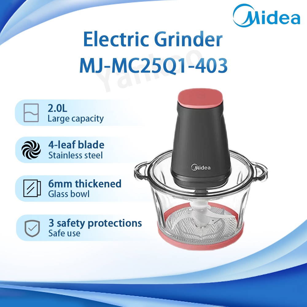 【Local Stock in Malaysia】Midea Electric Grinder MJ-MC25Q1-403 2L Large Capacity 4-leaf Spiral Meat Grinder One-button Start 250W Powerful Motor Household Meat Grinder