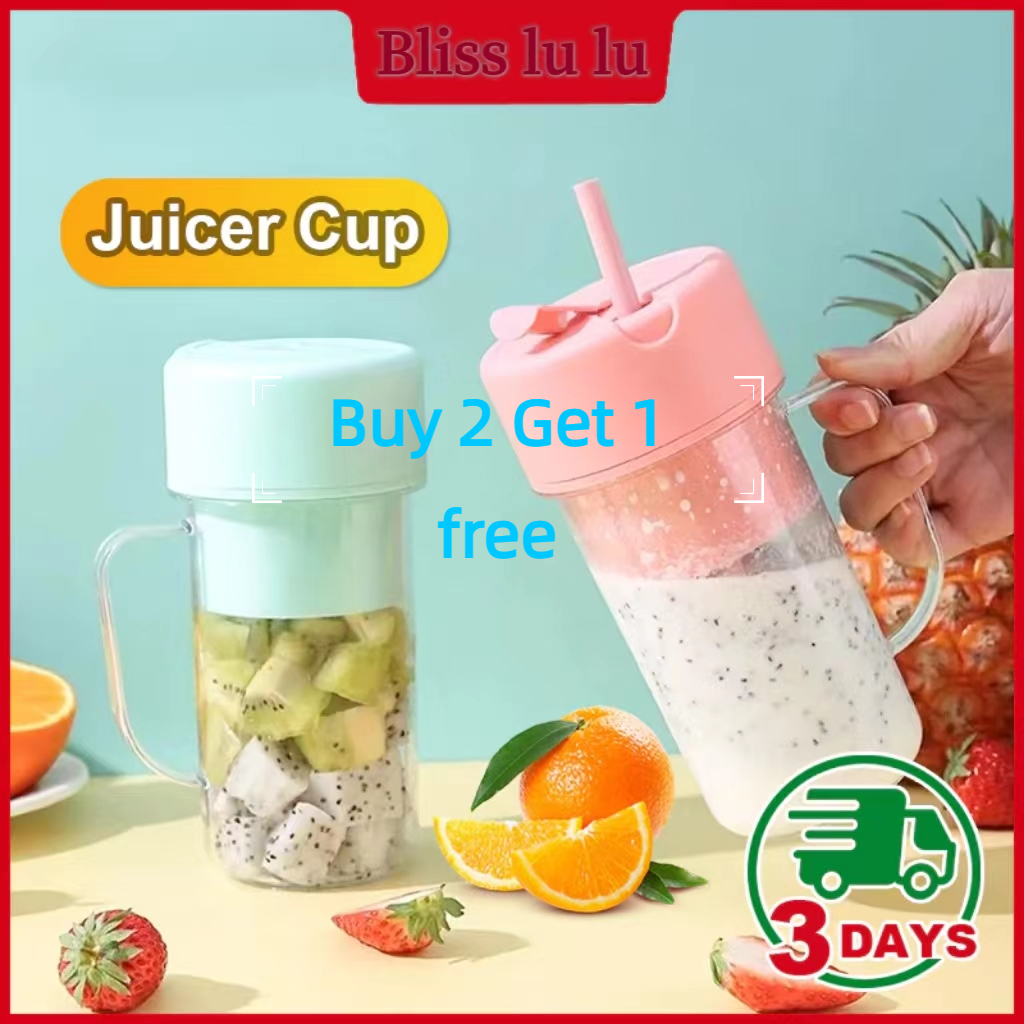 【IN STOCK】0 residue 2 IN 1 Mini Juicing Cup Portable Electric Juice Blender With Straw Household Fried Juice Vegetable Smoothie Milkshake 吸管榨汁杯下单秒发