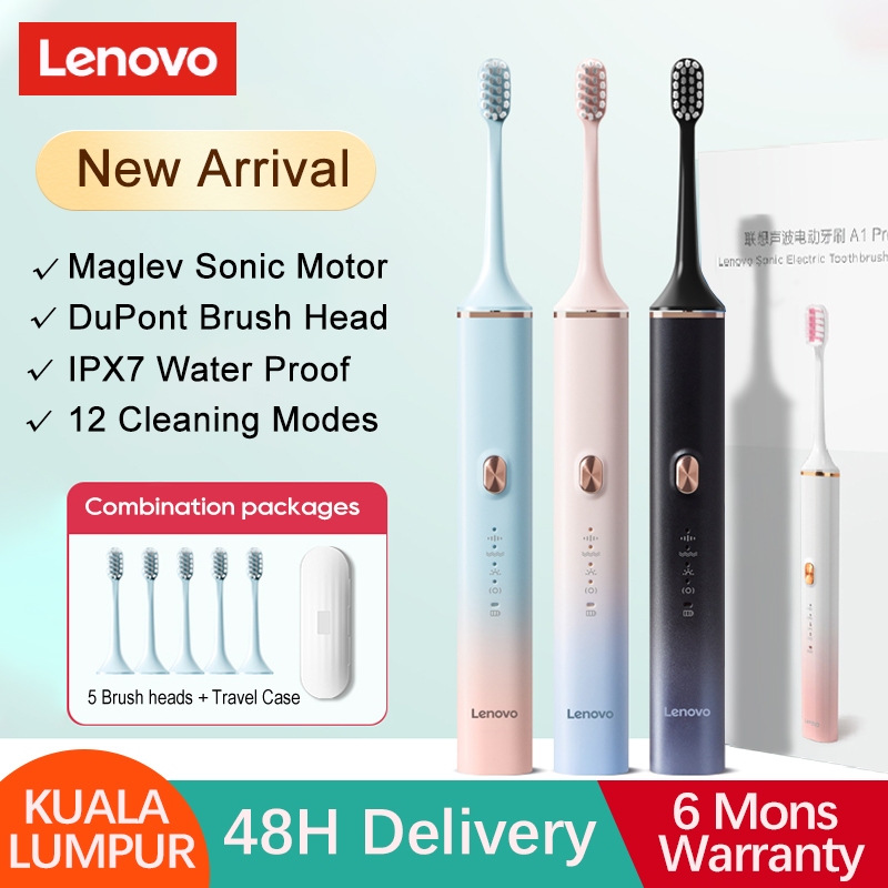 Lenovo Smart Healthy Sonic Electric Toothbrush Adult Ultrasonic Automatic Toothbrush 12 Mode Toothbrush Waterproof