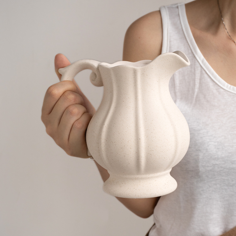FREE Shipping✿WindSing✿ Handcrafted White Ceramic Vase for Home Decor Handled Flower Vase for Decorative Centerpiece Vintage Pottery Vase