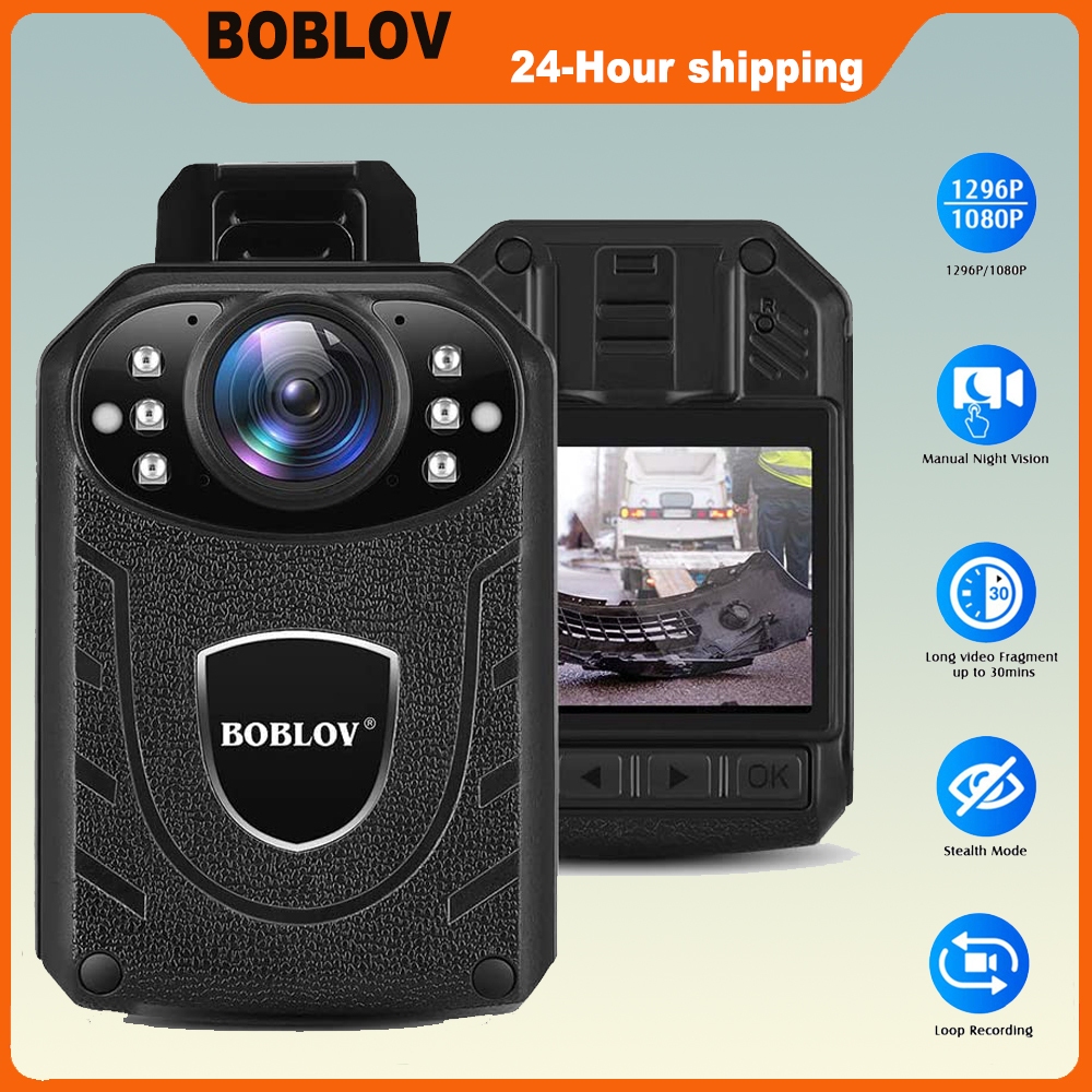 BOBLOV KJ21 Body Mini Sports Action Night Vision Lightweight and Portable Camera HD 1296P 128GB 2850mAh 8-10H Recording Motion Detect Handle Wearable Police Digital Camera DVR Vide