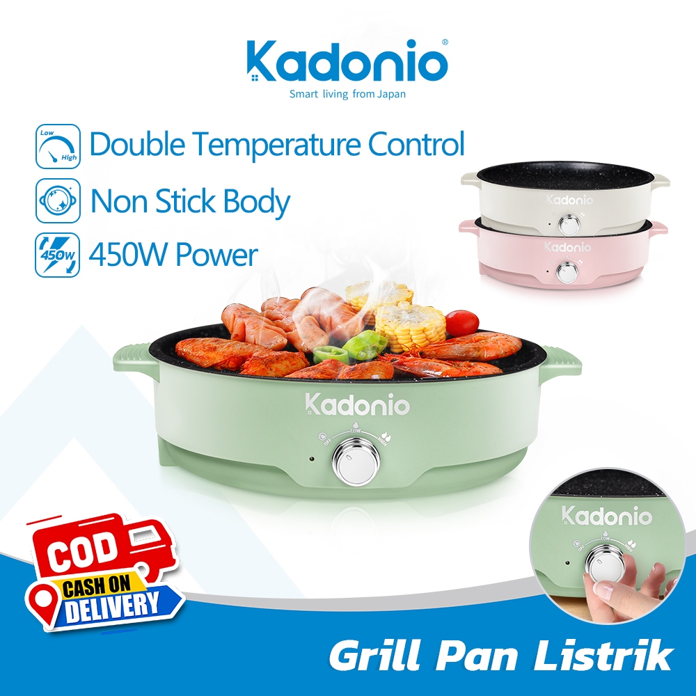 KADONIO Electric Frying Pan Non-stick BBQ Grill Pan Cooker Pan(22cm) BQ02