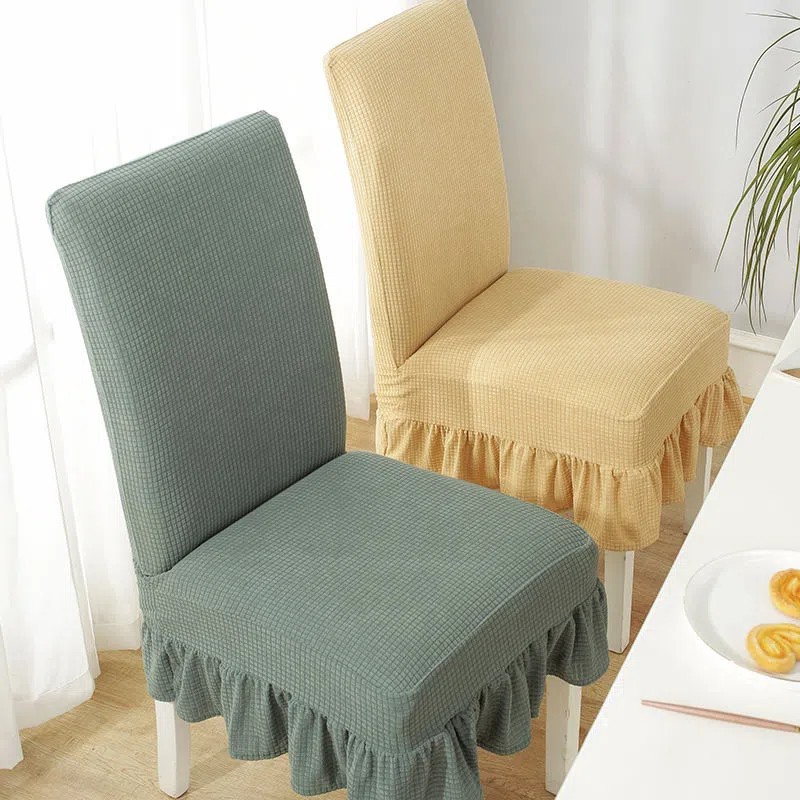 【Selangor Inventory】Skirt Chair Cover Elastic Chair Seat Cover Knitted Seat Cushion Cover Sarung Kerusi Dining Slipcovers Home Decor