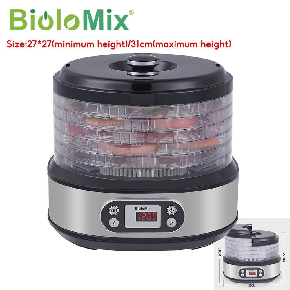 BioloMix 6 Trays Food Dehydrator BPA FREE Fruits Dryer with Digital LED Display For Jerky, Herbs, Meat,Vegetable