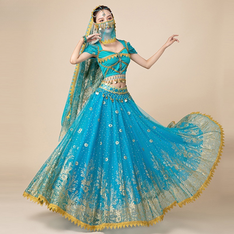 Fashion New Style Indian Dance Costume Belly Dance Big Swing Long Skirt Exotic Dance Performance Costume Suit Women's Clothing