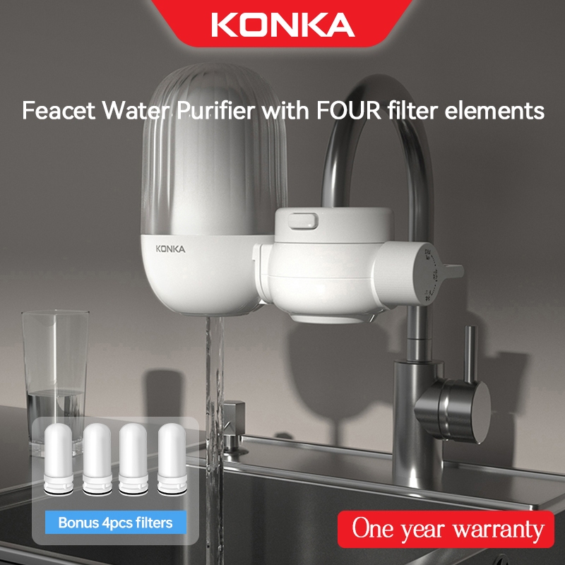 KONKA Upgraded Feacet Water Purifier Viewable Snap-on  Easy to Install Penapis Air   (4 Pcs)