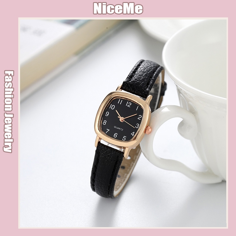 Women Watch Korean Thin Belt Simple Square Dial Stylish Digital Watch Jam Tangan Perempuan