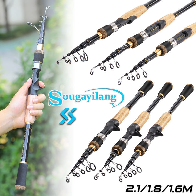 Sougayilang Telescopic Graphite Fishing Rod Blanks, Solid Glass Tip, Floating Guides, EVA Handle, Travel Rod