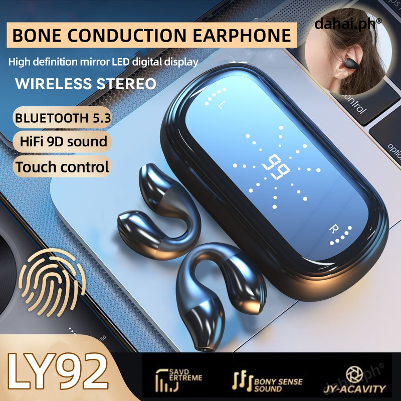 Ly092 TWS True Wireless earbuds 5.3 Bluetooth Headset Ear Clip-On Noise Cancellation Waterproof Ultra-Long Battery Life Gaming headphone Touch Control Bone Conduction Earphone